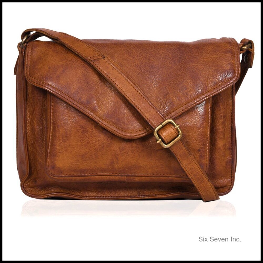 Leather Crossbody Bag with Adjustable Strap Snap Closure Tote Chic Classic